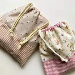 給食袋　巾着　花柄　うさぎ　ストライプ　チェック　デコレクションズ　入園　入学
