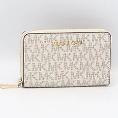 美品 マイケルコース カードケース シグネチャー柄 総柄 ベージュ系カラー レディースカードケース 2000000 NSK MTM