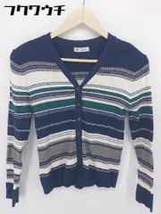 ◇ AFTERNOONTEA WARDROBE 長袖 ニット カーディガン サイズM ネイビー系 マルチ レディース 【中古】 【1103040003334】