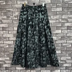 【新品　未使用　タグ付き】　【Bou Jeloud】　ブージュルード　変形千鳥柄フロッキースカート　レディース　ボトムス　スカート　ロング　Mサイズ　グリーン