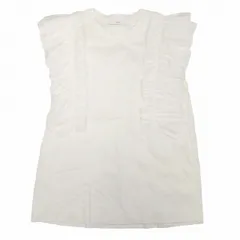 美品 22SS アストラット ASTRAET Cut ＆ Sewn カットオフ ラッフル フリル ノースリーブ ブラウス シャツ ギャザー ストレッチ タンクトップ クルーネック 丸首 プルオーバー カットソー トップス 白 ホワイト のサムネイル