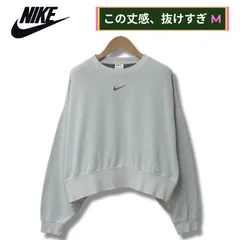 ナイキ クロップド丈 スウェット M相当 グレー 00s NIKE センター スウッシュ ストリート Y2K オーバーサイズ ゆるだぼ スポーツミックス ロゴ刺繍 ライトグレー ライトブルー 韓国ファッション 韓国 KOREA クロップ 古着 E3090