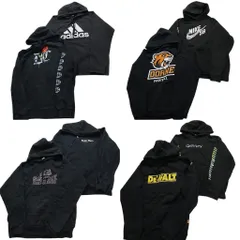 古着卸 まとめ売り 黒 パーカー スウェット 8枚セット (メンズ Ｌ ) ナイキ アームロゴ アディダス 英字プリント 中古 古着 NB1995