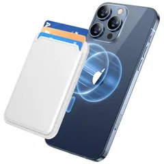 MagSafe 対応 カードケース スマホ カードホルダー レザーカードウォレットホルダー iPhone 16/15/14/13/12シリーズに対応 カード入れ 強力磁力 3枚 カード収納 マグネット内蔵 白