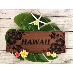 ドアプレート 子供部屋 HAWAII 文字変更可能 リビングルームサイン サインプレート 木製 ハワイアン雑貨 レーザー彫刻 プレゼント 新築祝い 引越祝い ギフト