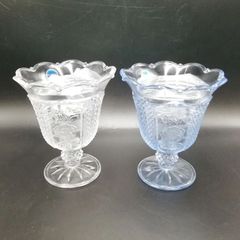 KAMAY　CRYSTAL　24%Pro　カメイガラス　クリア　 ブルー　センターピース　ガラス花瓶　花瓶　フラワーポット　 ２個セット　新品未使用