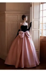 新品未使用 ビックリボンが可愛いドレス　お色直しや前撮り用にも☆ 手袋とパニエ付き♪