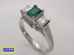 PT900 プラチナ ダイヤ エメラルド リング E0.36ct D0.36ct 11号 5.41g 中古A+ 【送料無料】 C-9429【質屋出品】