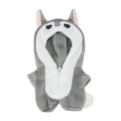 【特価商品】ぬいぐるみ 服　恐竜 サメ niannyyhouse　10cm ジャンプスーツ　カバーオール　着せ替え　綿人形　アクセサリー (gray-2)