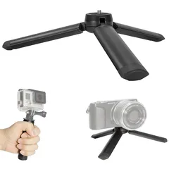 2Way シンプル ミニ 三脚 卓上 トライポッド 折りたたみ 小型 ポータブル ローアングル 撮影 スタンド セルフィー メタル ハンドグリップ (GS-SMT-AL)