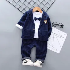 ☆ ネイビー ☆ 100CM ☆ フォーマルスーツ 男の子 ３点セット bbyz2022 男の子 フォーマル 入園式 卒園式 ベビー服 スーツ 3点 セット 80 90 100 110 cm 子供 春 おしゃれ 赤ちゃん セットアップ ジャケット 蝶ネクタイ