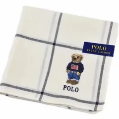 【新品】POLO Ralph Laurenポロ ラルフローレン /メンズ/ポロベア/ハンカチ/綿100%/アイボリー チェック柄/川辺（株）