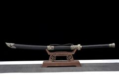 『墨』全長	116cm 中式錦春刀｜バネ鋼一体鍛造 × 双溝刃｜真珠魚皮風鞘 × 亜鉛合金龍鳳装具 美術刀 刀装具 模擬刀 日本刀 模造刀 鑑賞用 OSPLAY 装飾用”“非実戦