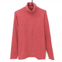 【超美品】キャロウェイ 長袖タートルネックシャツ レッド×白 ボーダー 表微起毛 ハイネック メンズ L ゴルフウェア Callaway