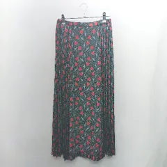 ◇ ⊇ GU ジーユー ウエストゴム ロング丈 プリーツ スカート サイズS ブラック レッド系 レディース E  【1501160011985】