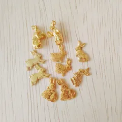 ネイルアート＊カボション&チャーム＊レジン封入パーツ＊うさぎ＊ゴールドカラー＊5種10個セット<0011>