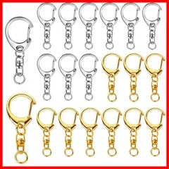 DIY 手芸用品 アクセサリー キーリング ナスカン付き ハンドメイド 回転カン付き 20個セット（ゴールド+シルバー） キーホルダー金具 サムコス