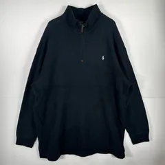 古着 ポロバイラルフローレン Polo by Ralph Lauren 長袖 ニット ハーフジップ トレーナー ワンポイント 大きいサイズ オーバーサイズ 3XB  ブラック 無地 メンズ