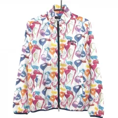 【超美品】キャロウェイ 2WAYジャケット 白×マルチカラー ゴルフクラブ総柄 メッシュ裏地 袖着脱可 メンズ L ゴルフウェア Callaway