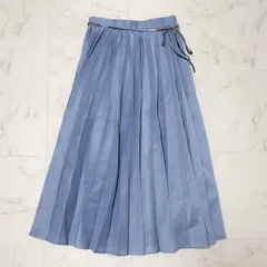 BLUE LABEL CRESTBRIDGE　ブルーレーベルクレストブリッジ　プリーツスカート　ロング丈　38　M　サックス　水色　CBチェック　ベルト付き