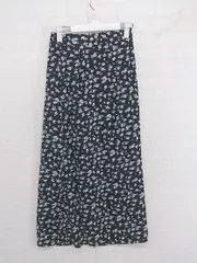 ◇ INGNI イング ウエストゴム 花柄 バックスリット ロング フレア スカート サイズM ブラック ホワイト レディース P  【1212150009386】