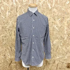 古着 ギャップ GAP シャツ ギンガムチェック ポケット無し 少しストレッチ 長袖 綿×ポリエステル XS SS ネイビー×ホワイト 紺×白 メンズ