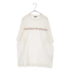 EMPORIO ARMANI (エンポリオアルマーニ) ヘビージャージー ステンシルフォントTシャツホワイトロゴi刺繍 3R1TT2 1JWZZのサムネイル
