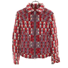 Y's ワイズ 日本製 総柄 ニットジャケット レッド レディース 古着