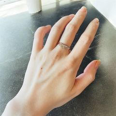 積み重ねのきらめき＊折り重なる2連風リング