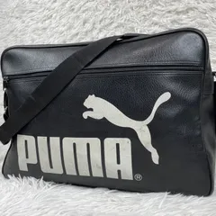 希少　PUMA  プーマ　スポーツバッグ　ブラック　肩掛け　斜めがけ　フェイクレザー　ボストンバッグ　大容量　テニス　野球　ショルダーバッグ
