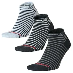 ニューバランス 靴下 3足組 メンズ レディース newbalance ショートレングス3Pソックス 23-29cm  ボーダー柄 NBロゴ くつ下  スポーティ ソックス 男女兼用 黒 灰色 ブラック グレー/LAS55636-AS5