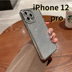 ［ショップス］iPhone12 pro スマホケース 銀 ラメ キラキラ ラインストーン シンプル 軽量 おしゃれ かわいい E028　E