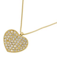0.75ct/ハートモチーフ・ダイヤモンド ネックレス/K18YG/750-5.6g/イエローゴールド/プレゼント/記念日/4月誕生石【♀】【N】【レディース】★■556850【中古】