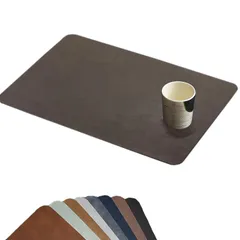 【特価商品】断熱 滑り止め 防汚 清潔しやすい 撥水 華やか 耐久性 飾り 丸洗いOK 家庭用 ランチョンマット レストラン用 ビッグサイズ ニューライフスタイル（50cm×34.5cm, 高質PUレザー ビッグサイズ2枚セット, 淳一屋 ダークブラウン＋ブラ