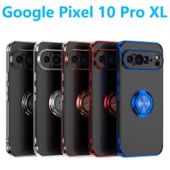 Google Pixel 10 Pro XL ケース メッキ加工 リング付き 回転可能 一体型 保護ケース ストラップホール ピクセルテンプロ エックスエル 軽量 指掛け スマホリング 360度回転 防滑 スタンド TPUスマホカバー