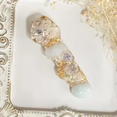 ヘアクリップ　ドライフラワー　かすみ草　レジン