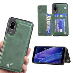 【在庫処分】手帳 背面 カードケース S7用 ランヤード付 One 背面カバー Android (ダルグリーン)クオス / センス3アンドロイド / ワン S7 / スマホケース SH-RM12 サイドマグネット SHV45 カード収納 lite/SH-02M
