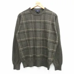 M/古着 ドッカーズ 長袖 セーター メンズ アクリル クルーネック 濃緑他 グリーン チェック 25oct01 中古 ニット トップスのサムネイル
