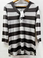 s25t-0394y【中古】【未使用】BURBERRY LONDON　バーバリー　ロンドン　トップス　カットソー　七分丈　ボーダー　レディース