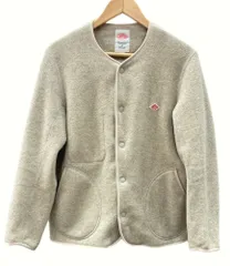 ダントン DANTON 19AW ノーカラー フリース ボアジャケット パイピング スナップボタン ロゴ 刺繍 BEIGE 19A-MR-001 ジャケット ワンポイント ベージュ SIZE36 104LT-82