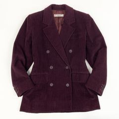 46e9 【フランス製】SAINT LAURENT サンローラン リヴゴージュ ヴィンテージ ダブルジャケット サイズ36 ボルドー コーデュロイ レディース 女性用 フランスヴィンテージ