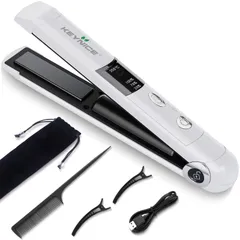 新品 KEYNICE コードレスヘアアイロン ストレート 小型 メンズ ミニ USB 充電式 持ち運び便利 カール 2way 3段階温度調節 男女兼用 コンパクト 軽量 家庭/旅行用 ホワイト