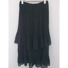 ◇ LOWRYS FARM ローリーズファーム プリーツ ロング フレア スカート サイズF ブラック レディース  【中古】 【1205130002224】