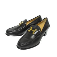 エルメス未使用HERMESドーフィン黒ローファー パンプス36.5約23.5前後シューズ靴