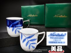 MZ385) 美品 Noritake マグカップ ESSENCE IN BLUE 箱付 2点 ペア 現状品