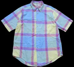 80s USA製 SERO マドラスチェック ボタンダウン 半袖 コットンシャツ パステルカラー L★インド綿 ビンテージ アイビー トラッド