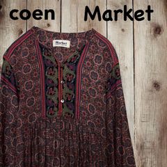 コーエン マーケット coen Market モロッカプリント ワンピース 長袖 フリーサイズ インド綿 春物【美品】