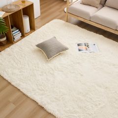 【人気商品】絨毯 長方形 120x160cm 滑り止め付 ラグマット 洗える 防ダニ シャギーラグ 抗菌 防臭 カーペット オールシーズン快適に使用 床暖房 ラグ ホットカーペット対応 ふわふわ肌触り Housecover アイボリー01
