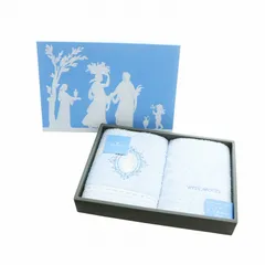 ウェッジウッド WEDGWOOD フェイスタオル 2枚 ギフト セット 総柄 ロゴ 青 ブルー ■GY11 /MQ