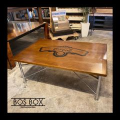 コカコーラ ロゴ入り ローテーブル 木製×スチール 脚付き インテリア カフェ風●KC05N086